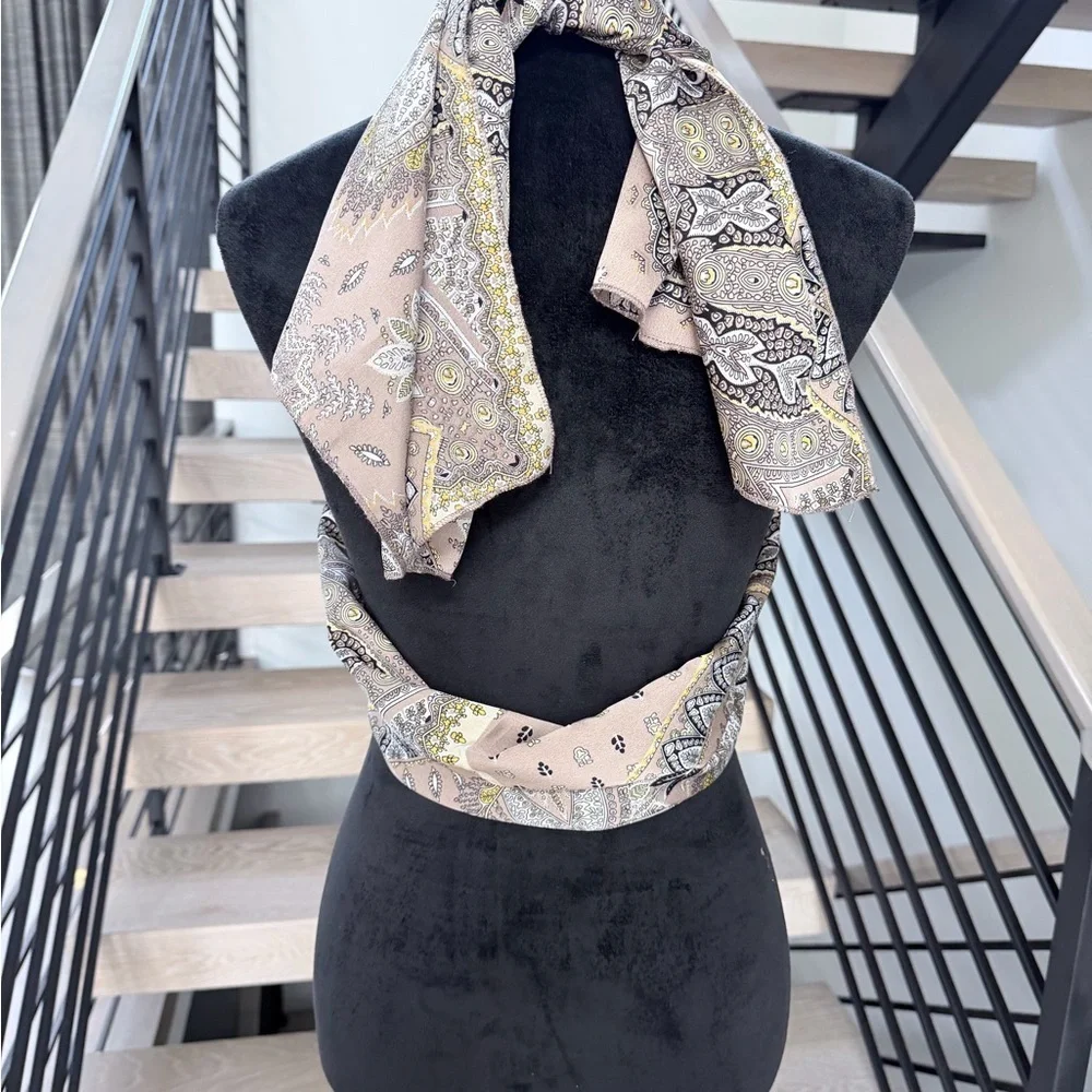 New Boho Y2K Bandana Paisley Print Scarf Top one size